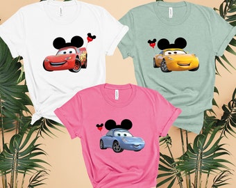 Koszulki Disney Cars Group, Koszulka Lightning McQueen, Koszulka urodzinowa Cars Theme, Koszulka Custom Cars, Cruz Ramirez, Sally Carrera