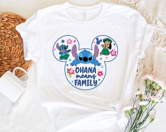 Ohana Means Familien-Shirt, Lilo und Stitch Shirt, Disney Stitch Shirt, Disneyworld Urlaub Shirt, Disneyland Trip Shirt, Disney Familie Shirt