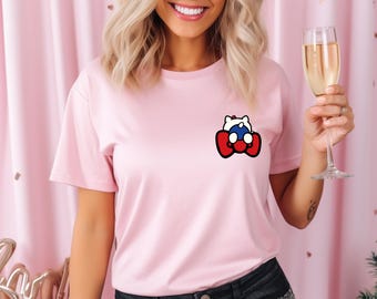 Pocket Hello Cat Shirt, Kawaii Kitty Shirt, Cute Women's Shirt, Kitty Girls Tee, Super Kitties Tee, Gift For Cat Person, Y2K Inspired Shirt