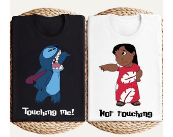 Shirt Lilo and Stitch, Touching Me, Not Touch, Disney Ohana-shirt, grappig Stitch-shirt, Disneyland Family Trip-shirt, bijpassende Disney-T-shirts