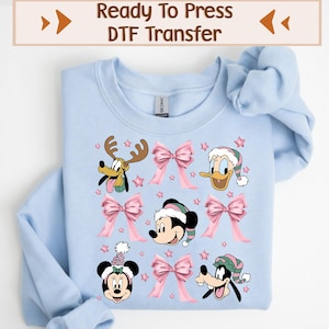 Disney Christmas DTF Transfer, Christmas Ready To Press, Coquette DTF Transfer, Disneyland Holiday Image Transfer, Mickey Dtf Christmas