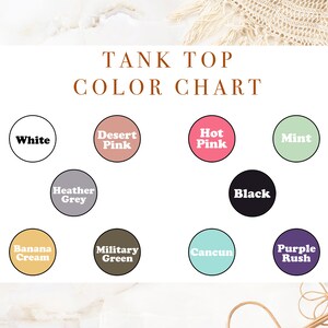 Pu&ograve; includere: Tabella colori per canottiere con 11 diverse opzioni di colore: Bianco, Rosa Deserto, Rosa Caldo, Menta, Grigio melange, Nero, Crema Banana, Verde Militare, Cancun, Viola Rush.