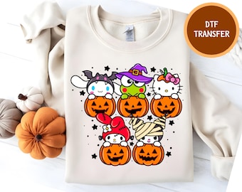 Hola Gato Halloween DTF, Kawaii Kitty Halloween DTF Transferencia, Calabaza Espeluznante DTF, Fiesta de Halloween para Niñas DTF, Cinnamoroll DTF, My Melody DTF