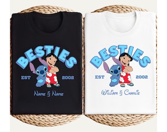 Camiseta de Stitch Friends, Camiseta de Disney Besties, Camiseta de Lilo y Stitch, Camiseta de Disney Ohana, Camiseta de Disney Friends, Camiseta de Disney Stitch con nombre personalizado