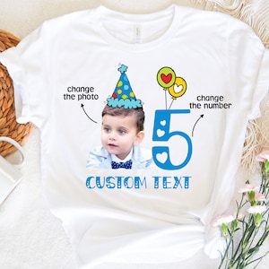 Custom Birthday Boy Photo Shirt, Birthday Boy Party T-Shirt, Birthday Family Shirts, Personalized Kids Birthday Tee, Cute Kids Birthday Gift