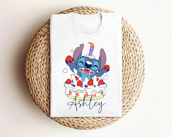 Benutzerdefinierte Stitch Geburtstag Shirt, personalisierte Geburtstag Shirt, Kinder Geburtstag Shirt, Stitch Geburtstag Crew Shirt, Ohana Geburtstag passende Shirt