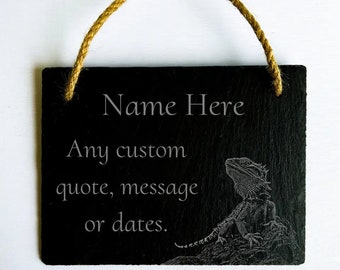 Handcrafted Bearded Dragon Memorial A5 Plaque – Tribute Keepsake for Pet Bereavement, Garden Ornament & Grave Marker,  20 cm x 14.5 cm