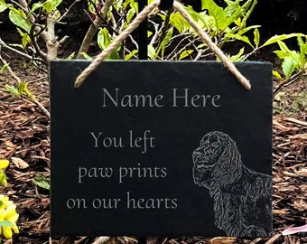 Spaniel - Natural Slate Memorial Sign (Large), pet remembrance, grave marker