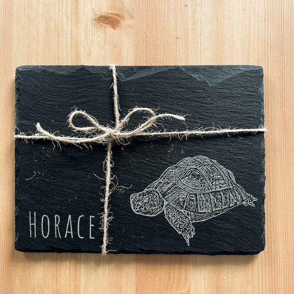 Custom Tortoise - feeding slate, for beak trimming, personalised gift, basking slate,  Natural slate size A5 or A4