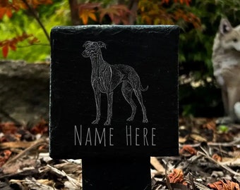 Greyhound - Natural Slate Memorial Stake (Small), pet memorial plaque, dog loss, remembrance gift, natural slate garden marker, 10cm x 10cm