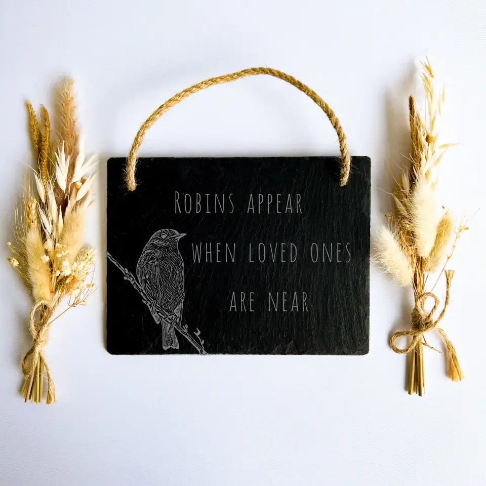 Robin Slate Robin Slate Hanging Sign: Etched Memorial Decor (20cm X 14.5cm) - Etsy