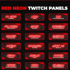 RED NEON PANELS For Twitch. Designs panels for twitch profile