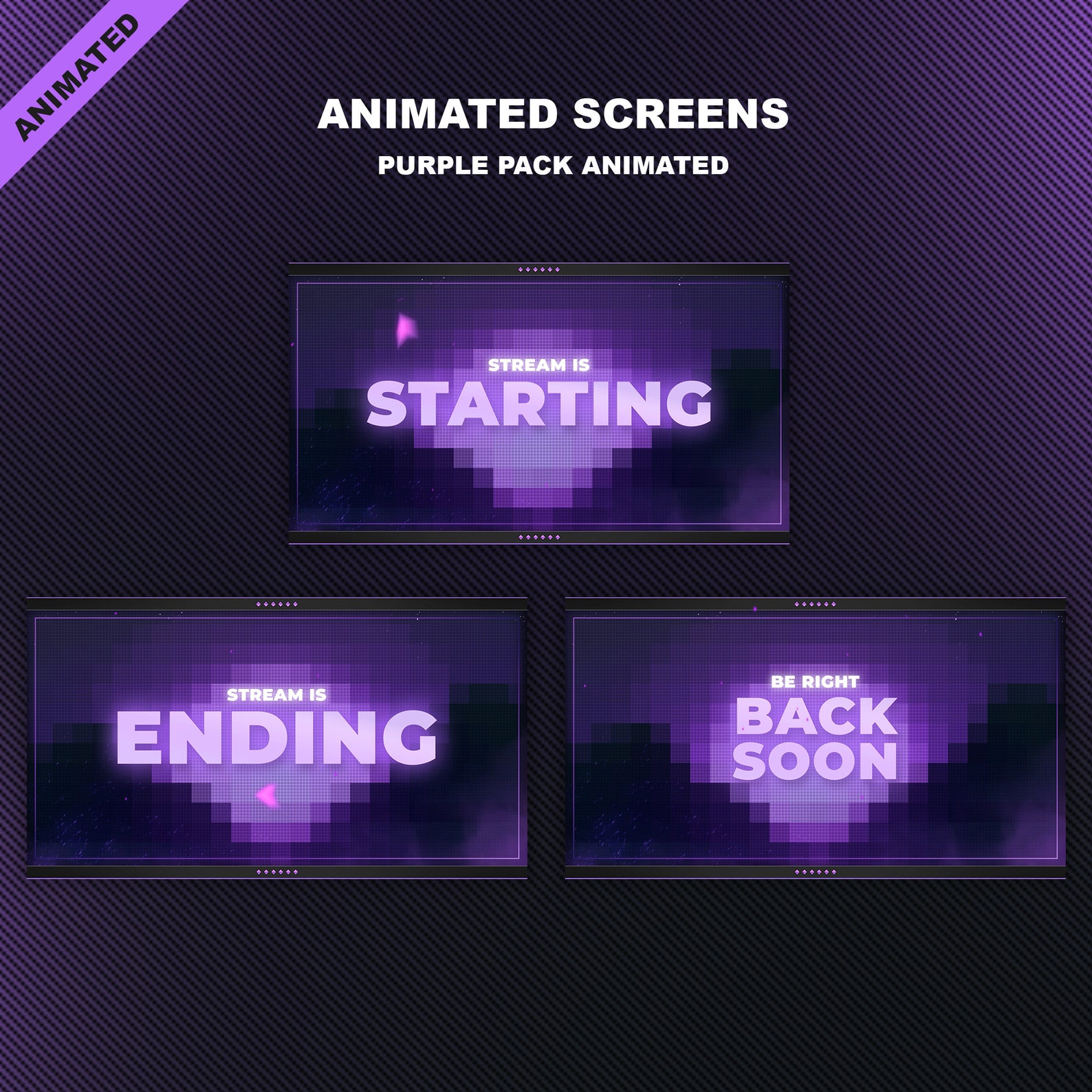 Animated PURPLE STREAM OVERLAY Package Minimal Purple Twitch Etsy