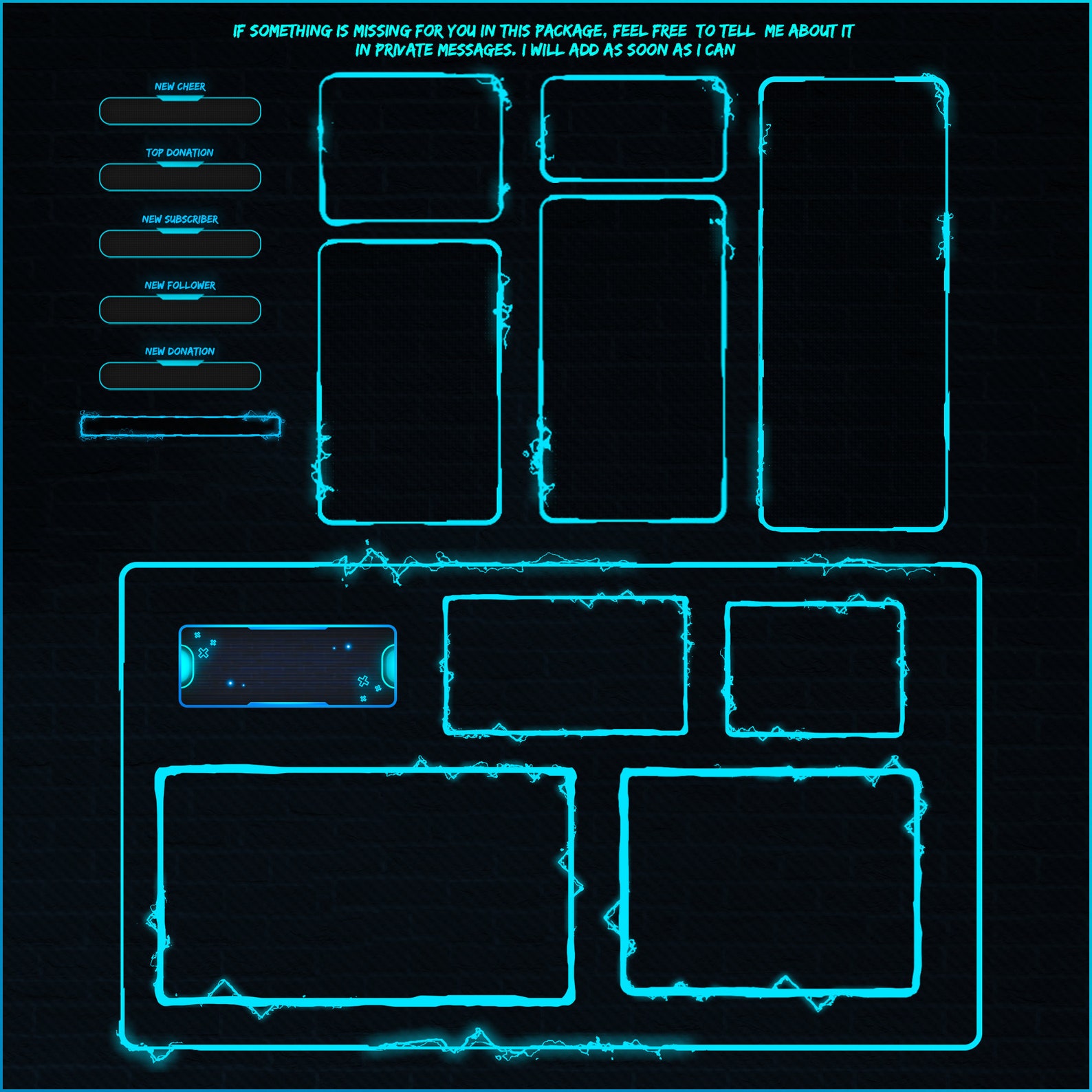 OVERLAYS Stream Animated BLUE NEON Style Twitch Package - Etsy
