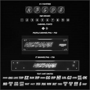 Overlays Stream Animated Black And White Neon style twitch Package image 10