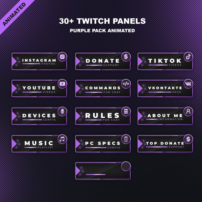 Animated PURPLE STREAM OVERLAY package Minimal Purple Twitch Theme Purple Stream Overlay Pack image 2