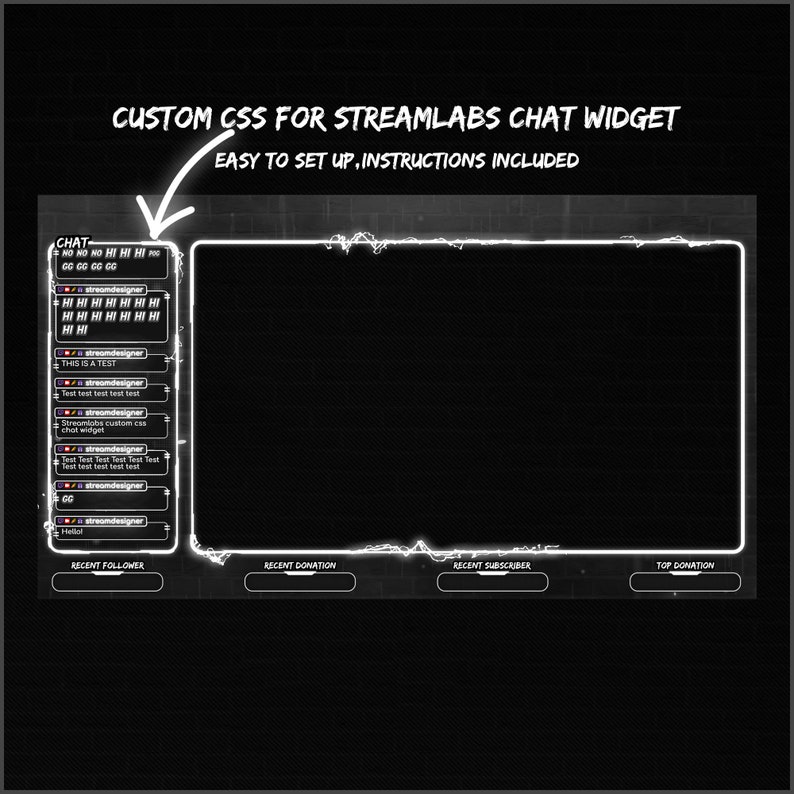 Overlays Stream Animated Black And White Neon style twitch Package image 8