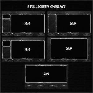Overlays Stream Animated Black And White Neon style twitch Package image 5