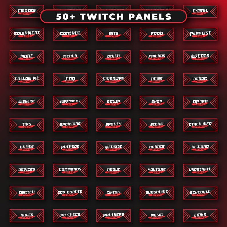 Animated RED Twitch Overlay Package Minimal Red Twitch Theme Red Stream Overlay Pack image 4