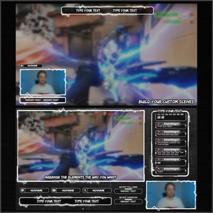 Overlays Stream Animated Black And White Neon style twitch Package image 4