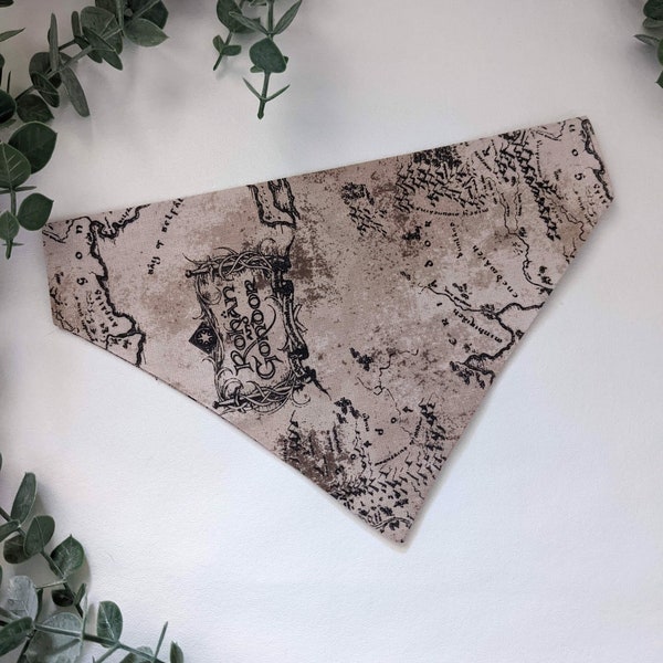 Lord of The Rings Dog Bandana, Cat Bandana, Over the collar bandana, Middle Earth Pattern, Gift for Dog Mum, Dog Dad