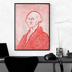 George Washington | American Art | Founding Fathers | Printable Wall Art | Digital Download | Pop Art | Red