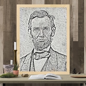 Abraham Lincoln | American Art | Founding Fathers | Printable Wall Art | Digital Download | Pop Art | Black and White Mosaic