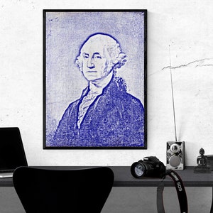 George Washington | American Art | Founding Fathers | Printable Wall Art | Digital Download | Pop Art | Blue