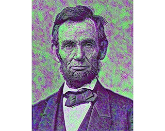 Abraham Lincoln | American Art | Founding Fathers | Printable Wall Art | Digital Download | Pop Art | Orange and Lite Green