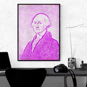 George Washington | American Art | Founding Fathers | Printable Wall Art | Digital Download | Pop Art | Magenta