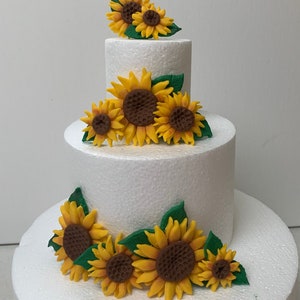 Sunflower Cake Toppers, Sunflower Cupcakes Toppers, Fondant Sunflowers, Edible Sunflower Cake topper