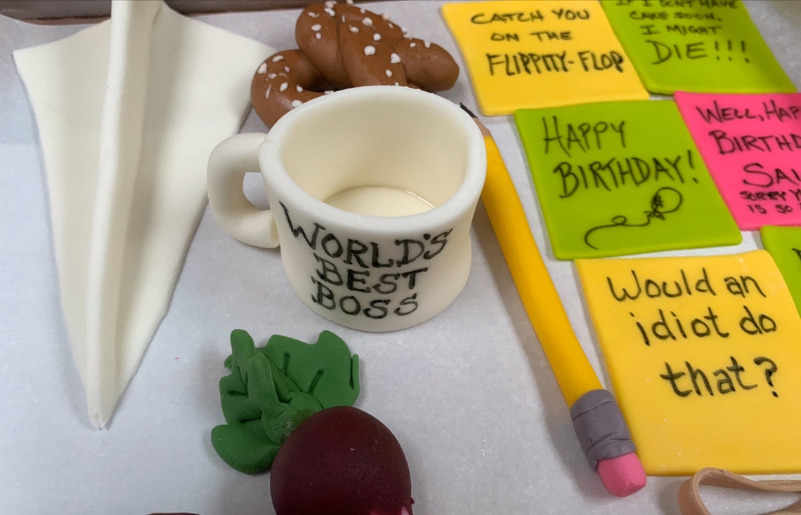 The Office Theme Cake Topper the Office Best Boss Cup Etsy
