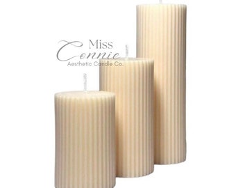 Ribbed Pillar Candles | Column Ribbed Candles | Wedding Decor