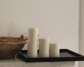 Ribbed Pillar Candles | Column Ribbed Candles | Wedding Decor