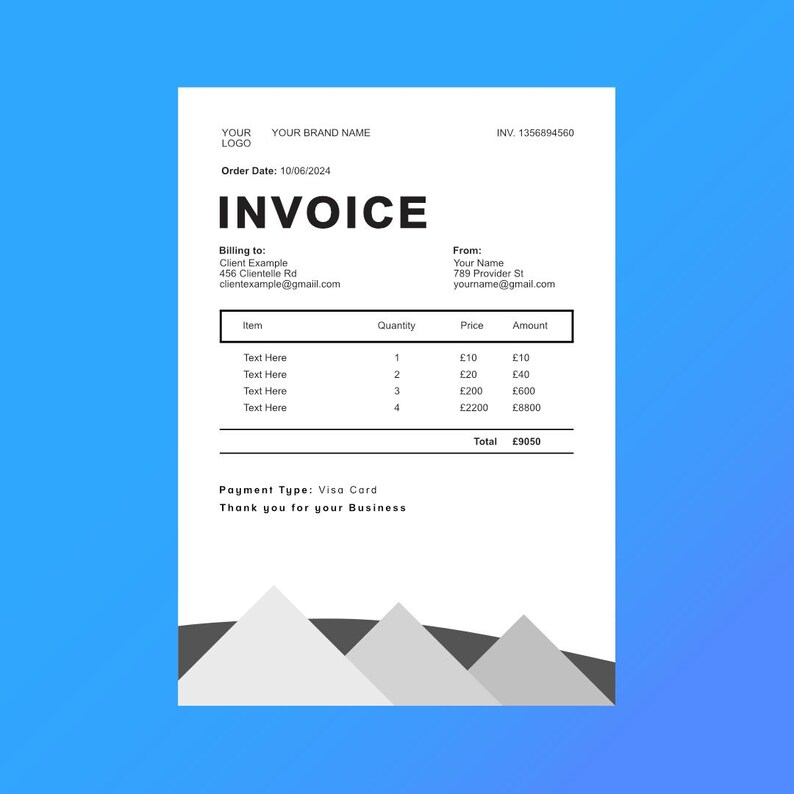 Simple Invoice Example For Lessons Editable Simple Invoice Template for Any Business - Minimalist Billing ...