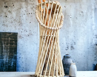 Bamboo Stick Vases (15 INC) Boho Vases |  Bamboo Candle Holder and Vase | Handmade |  Bamboo Flower Pot |Dry Flower |  Boho Home Decoration