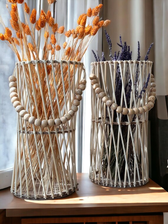 Handgefertigte Bambus Laterne 2er Set | Boho Kerzenhalter, Pampas Vase,  groe Holzvase - Etsy.de