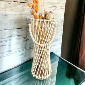 Handmade Bamboo Stick Vase (15 Inch): Boho Home Decor