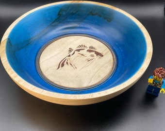 Maple Bowl with Koi Fish Decoration