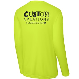 Customizable Long Sleeve Safety Yellow Dry-Fit Shirts - High Visibility Workwear with Logo