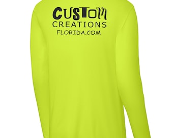 Camisas de segurança Dry-Fit amarelas de manga comprida personalizáveis - Roupa de trabalho de alta visibilidade com logotipo