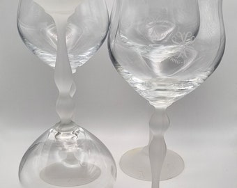 Crystal Avon LARGE Wine Glasses Etched 1886 to 1986 Wine Prosecco Champagne Glasses set of 4 Decorative Frosted Stem Drink Glasses Etsy UK