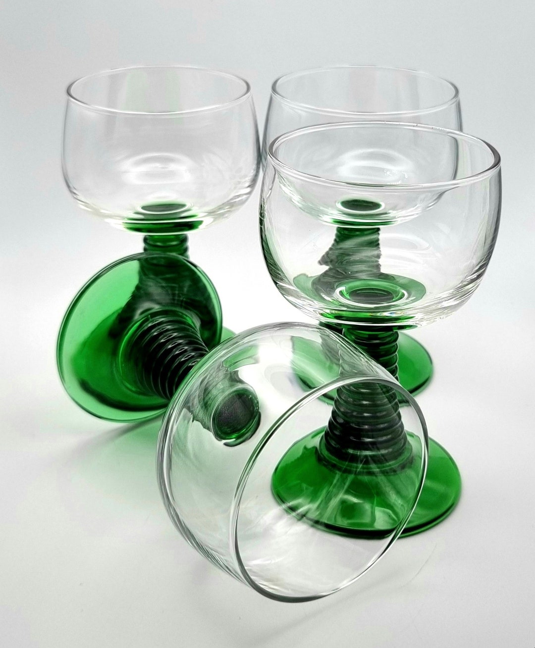 Vintage French Small Wine Glasses Set of 4 Luminarc Green Etsy UK
