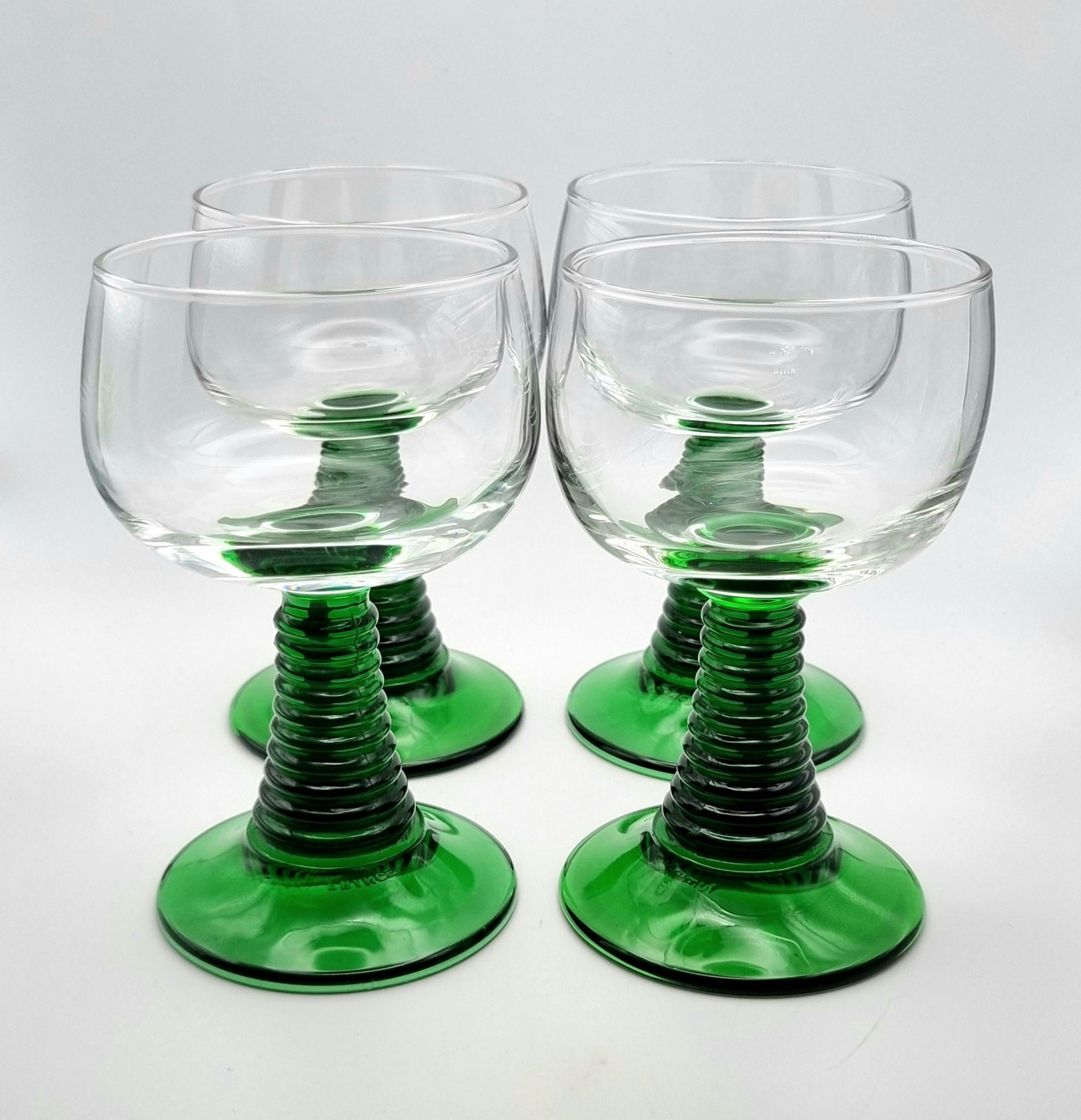 Vintage French Small Wine Glasses Set of 4 Luminarc Green Etsy UK