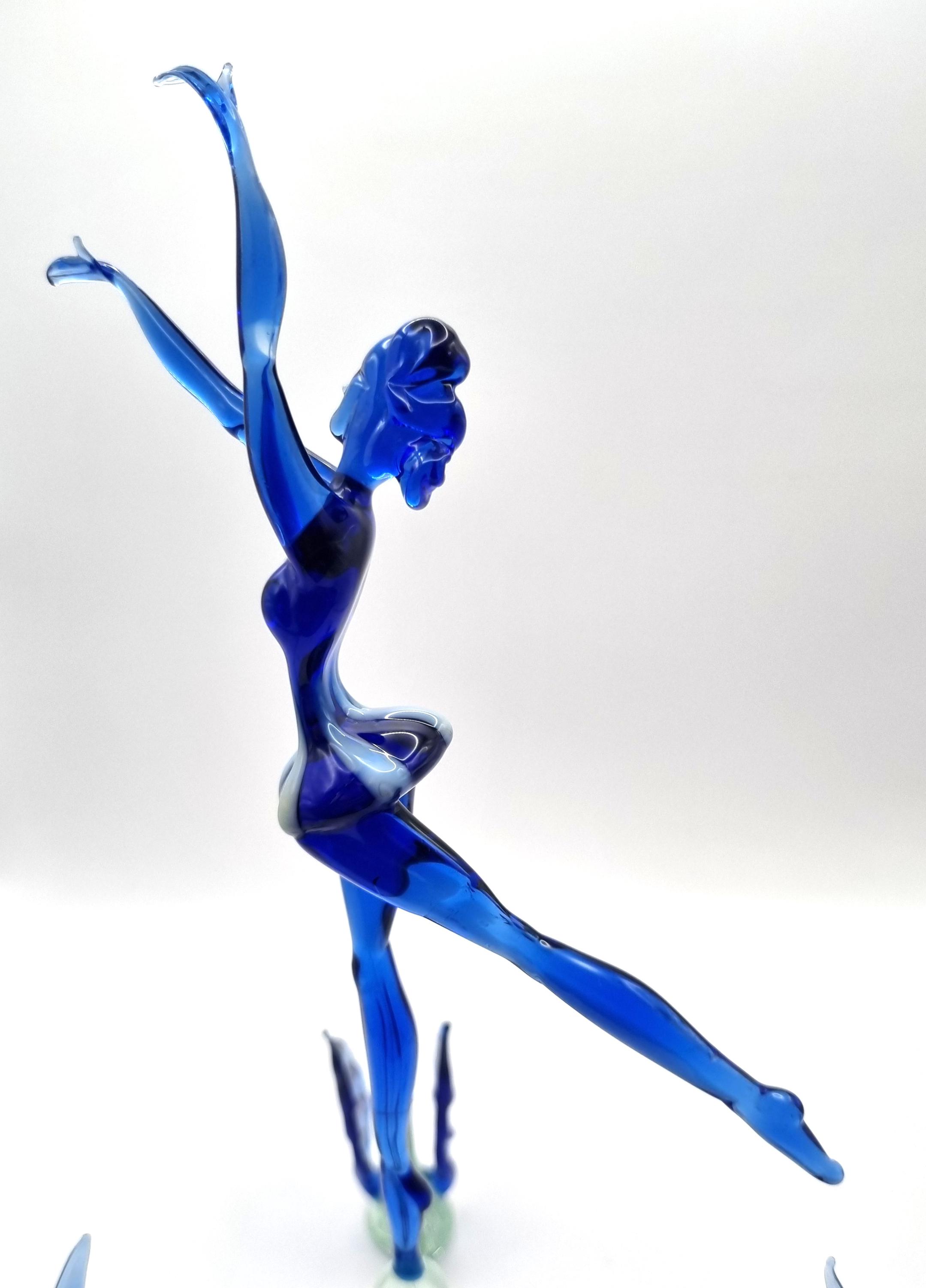 Murano Glass Ballerina With Swans: Hand Blown Swan Lake Figurine 