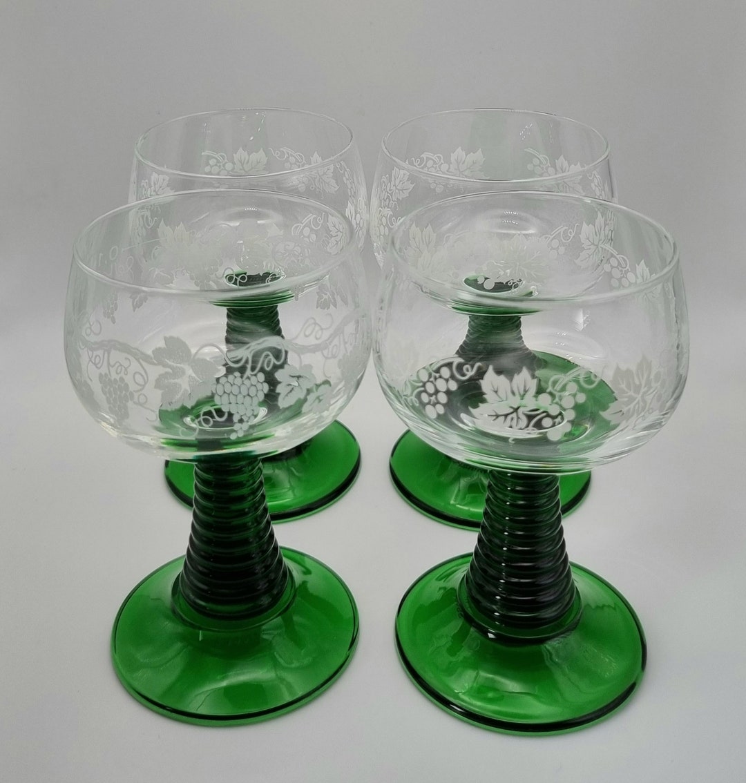 Vintage French Small Wine Glasses Set of 4 Luminarc Green Etsy UK