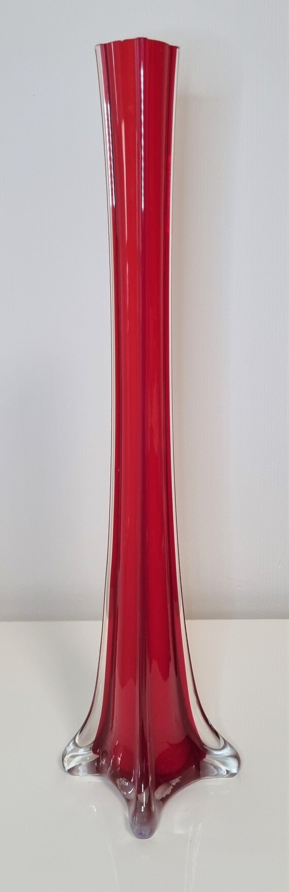 Retro 1970's Tall Red Vase Vintage Tall Square Red Art Etsy UK