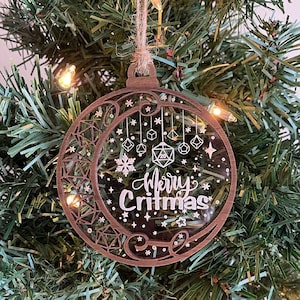 Style 1 Merry Critmas, RPG Christmas Gift, TTRPG, DnD, Role Playing, D20 Frame no Trees