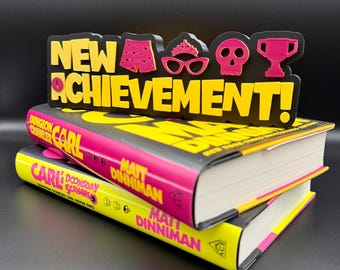 New Achievement Dungeon Crawler Carl Inspired Bookshelf Sign | LitRPG Decor | DCC Bookend | 3D Printed