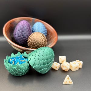 Scaled Dragon Egg Dice Holder | Twist Snap Closure | Dungeons and Dragons Gift | Dice Display | RPG TTRPG | Valentine, Easter Gift